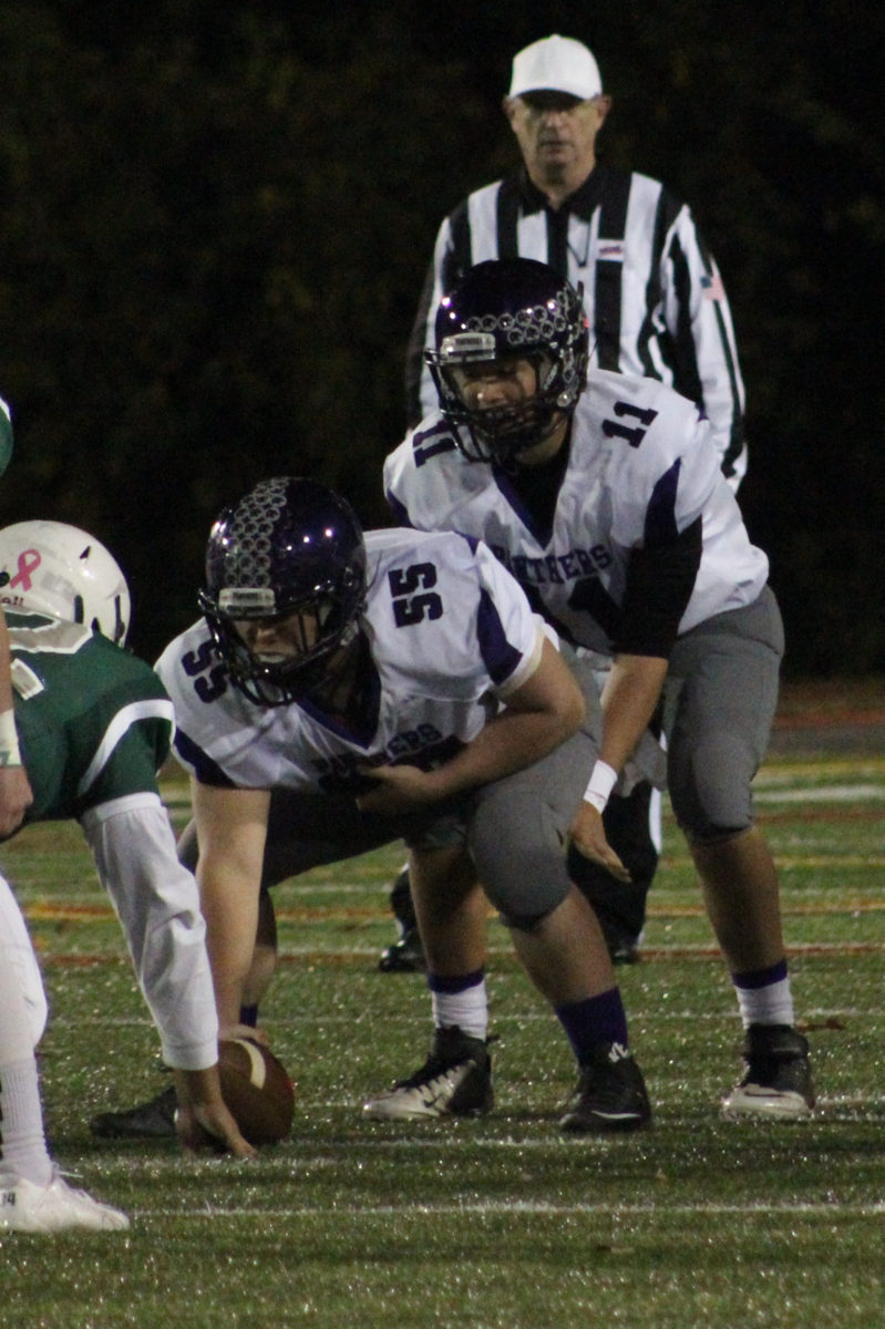 Misericordia-commit Brady Williams (11) joins Shenandoah-commit Michael Davidson (55) and Bridgewater-commit Malik Crowe as football commits from Potomac Falls. Photo by Mary Beth Pittinger.